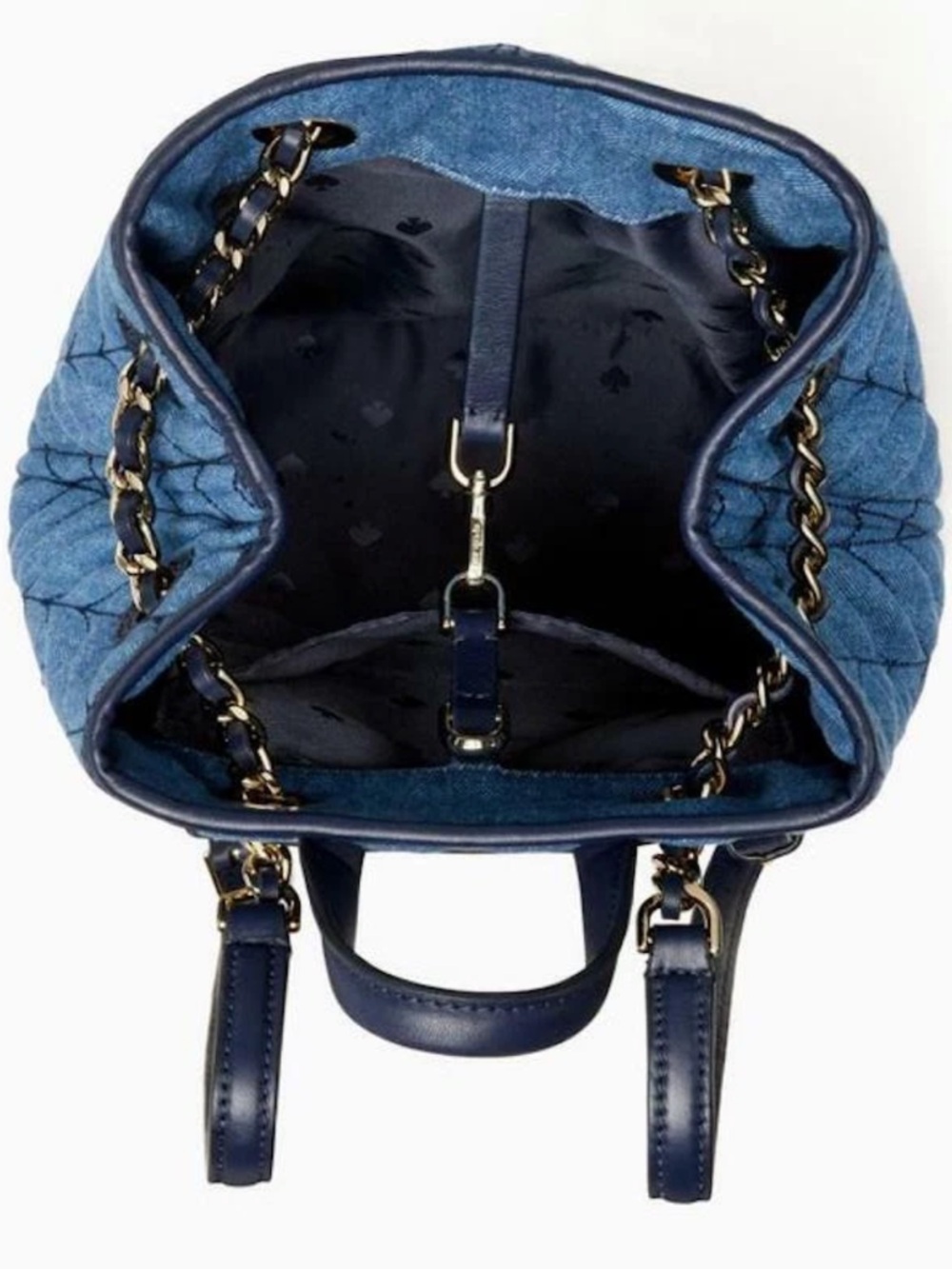 KATE SPADE Denim Quilted Backpack Briar Lane Blue Chain - Picture 5 of 8
